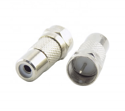 Adaptador coaxial de conector F macho para RCA fêmea 