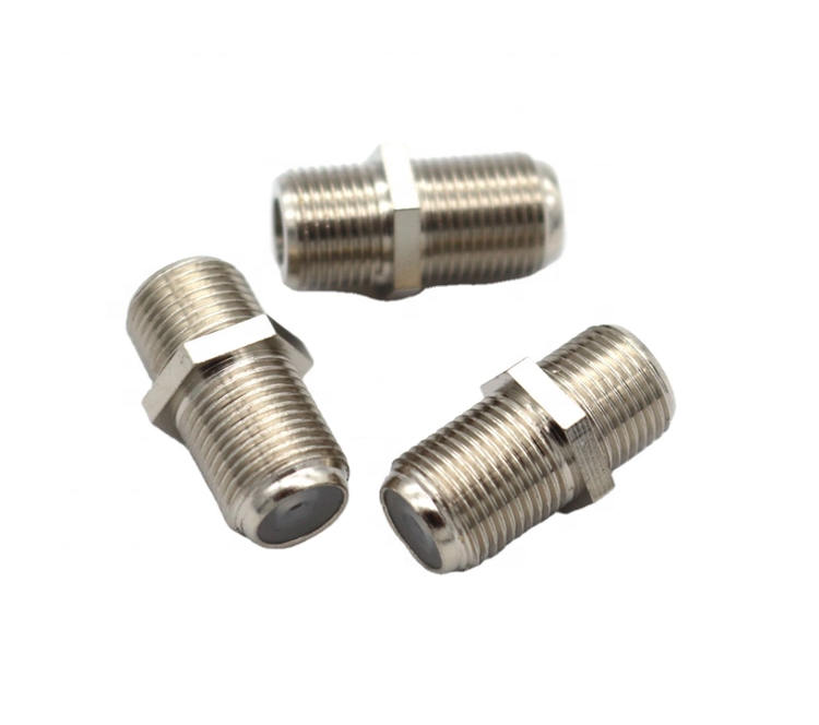 Good quality silver brass RF coaxial F female to F female connector
